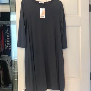 Knit gray flare dress with pockets
